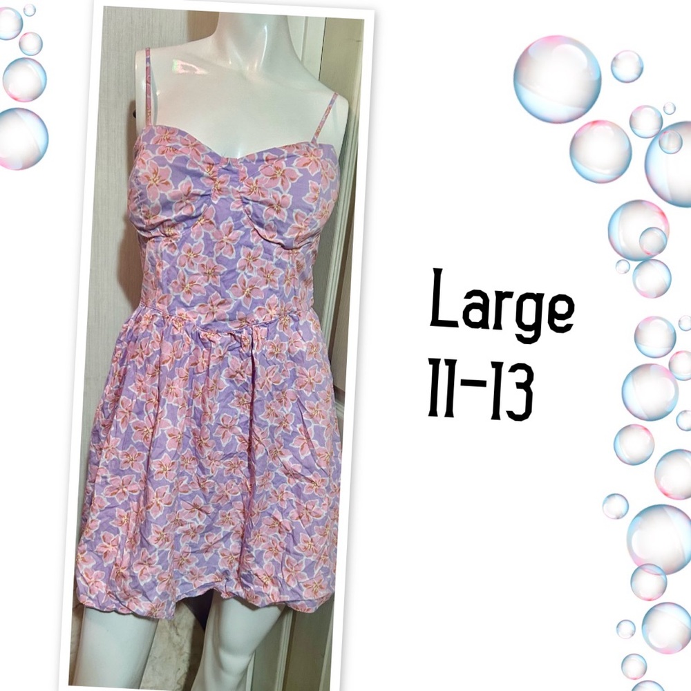 Floral Pink and Purple Dress - Size Large